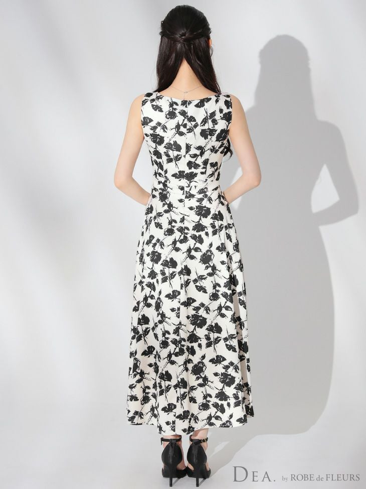 DEA. ディア バイ ローブドフルール 花柄スクエアネックフレアロングキャバドレス de3382-c