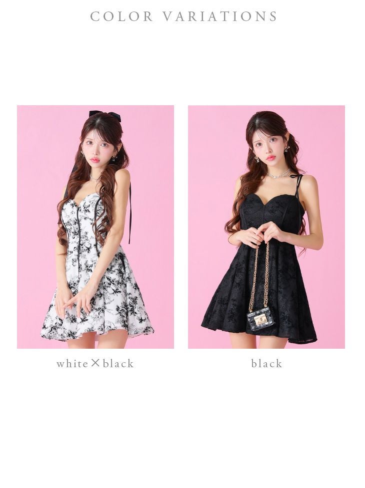 ROBE de FLEURS ローブドフルール 花柄パイピングガーリーフレアミニキャバドレス fm3786-c