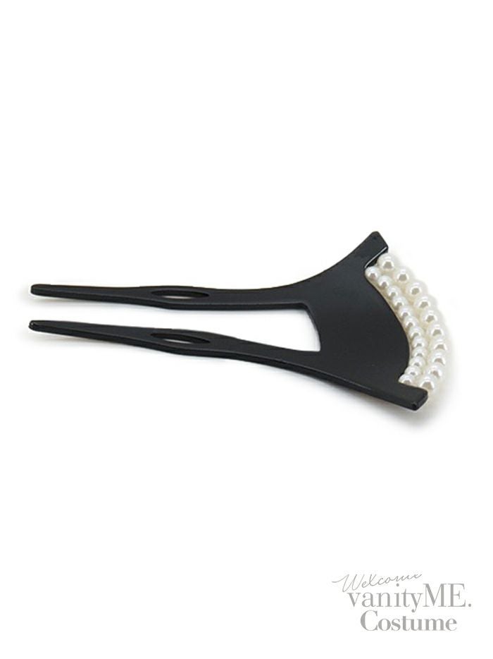 パール付きかんざし 鶴 黒 花魁 和装 髪飾り vcsit-24118