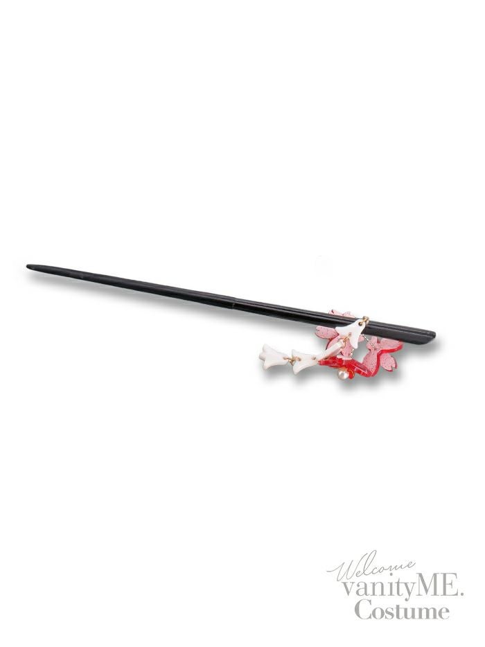 かんざし 立体桜飾り 赤 花魁 和装 髪飾り vcsit-24119