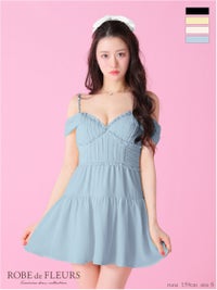 ROBE de FLEURS ローブドフルール 2way オフショルラメシフォンキャミフレアミニキャバドレス fm3381-c