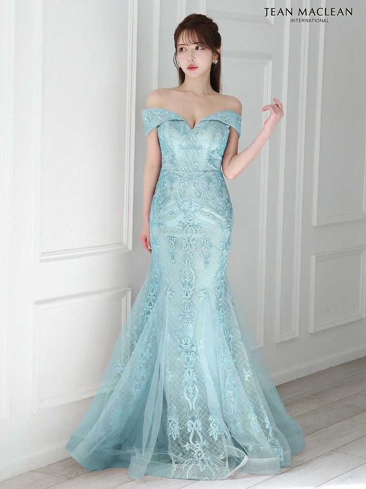 JEAN MACLEAN ジャンマクレーン オフショル/ゴールド刺繍/レース/マーメイド/タイト ロングドレス ja51784-c