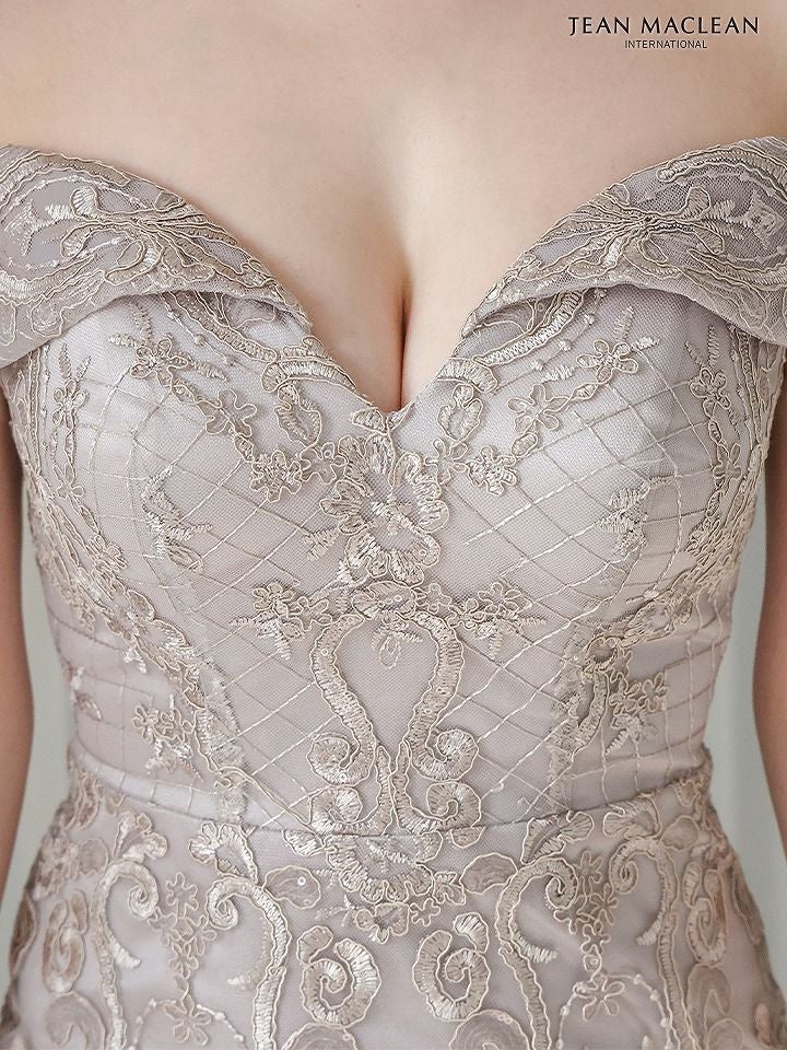 JEAN MACLEAN ジャンマクレーン オフショル/ゴールド刺繍/レース/マーメイド/タイト ロングドレス ja51784-c