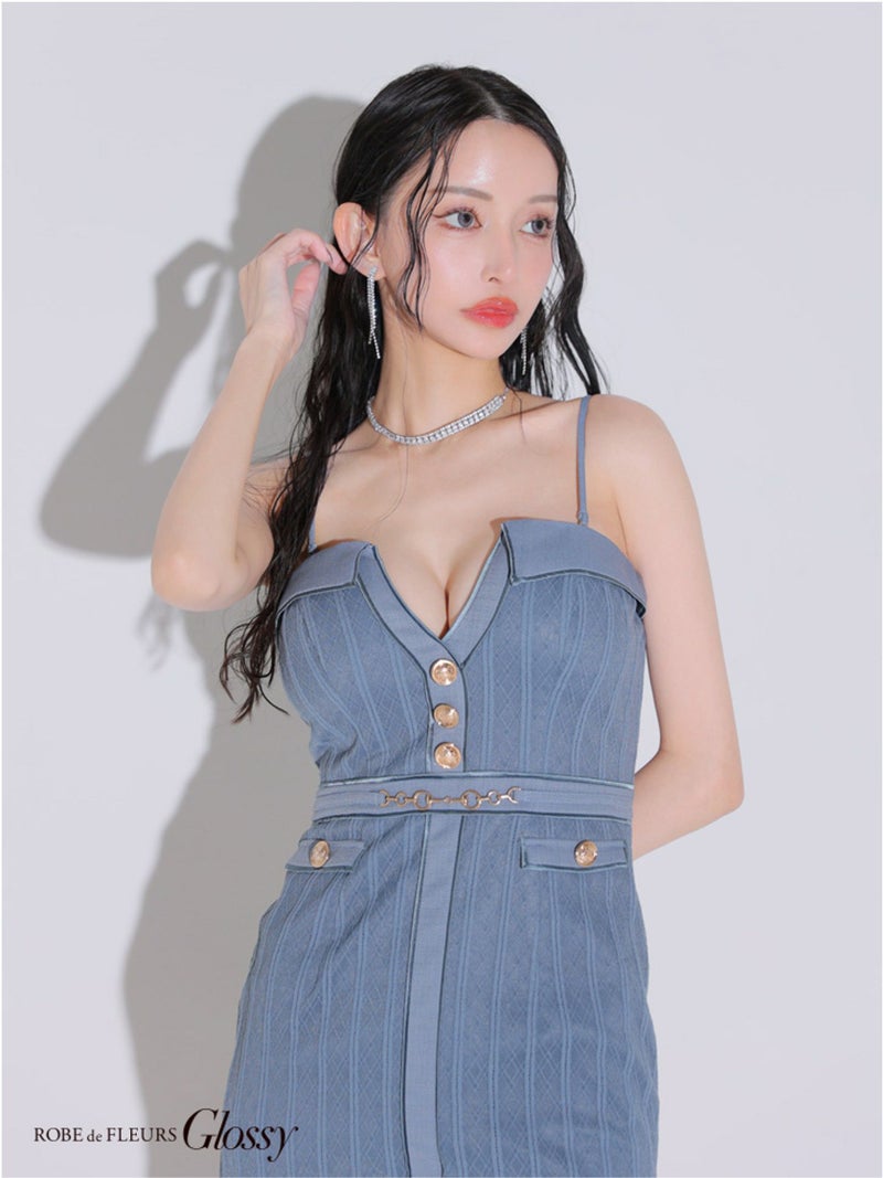  Glossy ローブドフルールグロッシー フロントボタンバストカットタイトミニキャバドレス gl3912-c