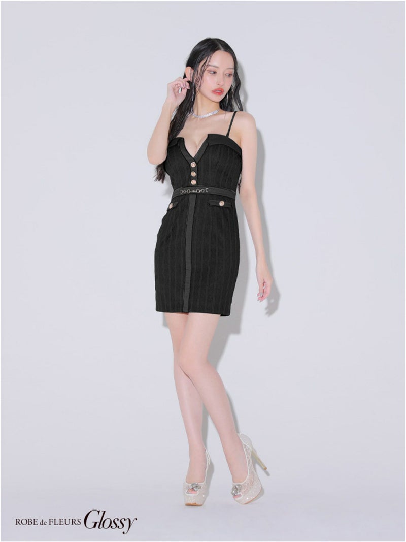  Glossy ローブドフルールグロッシー フロントボタンバストカットタイトミニキャバドレス gl3912-c