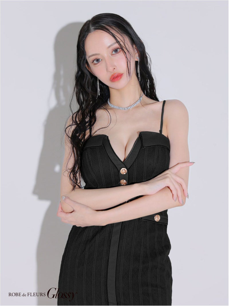  Glossy ローブドフルールグロッシー フロントボタンバストカットタイトミニキャバドレス gl3912-c