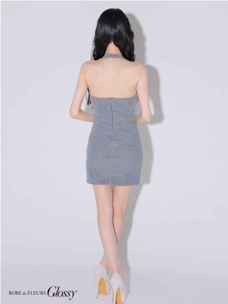 Glossy ローブドフルールグロッシー スタッズチュールホルターセットアップミニキャバドレス gl3910-c