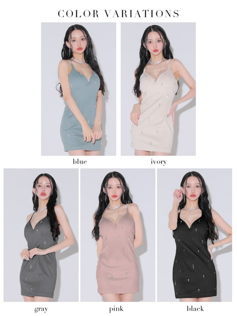 Glossy ローブドフルールグロッシー ビジューホルターシンプルタイトミニキャバドレス gl3594-c