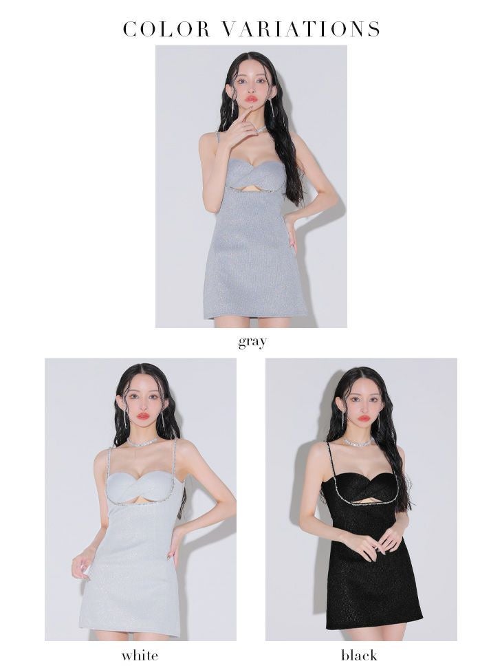 Glossy ローブドフルールグロッシー ラメリブニットタイトストレッチキャミミニキャバドレス gl3571-c