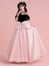 vanityME.couture.バニティミークチュール Françoise フランソワーズ ビッグリボン サテン ウエストマーク バイカラー オフショル 姫 ロングドレス バースデードレス ピンク×ブラック vctr-t-25003