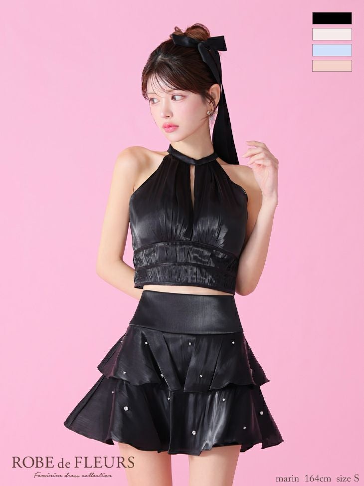 ROBE de FLEURS ブラック　Sサイズ XSサイズあり【ROBE de FLEURS/ローブドフルール】ドット/ フリル
