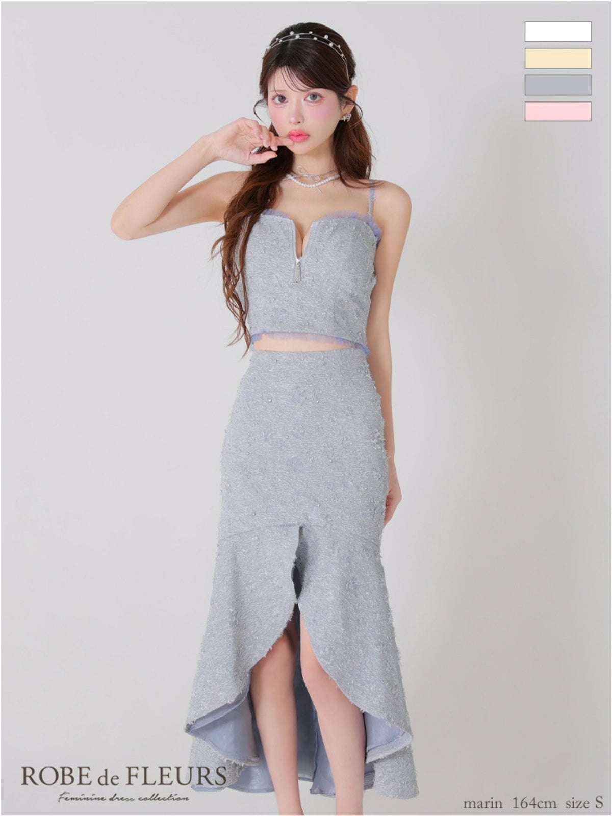 ROBE de FLEURS ローブドフルール ジャガードチュールマーメイドセットアップキャバドレス fm3451-c