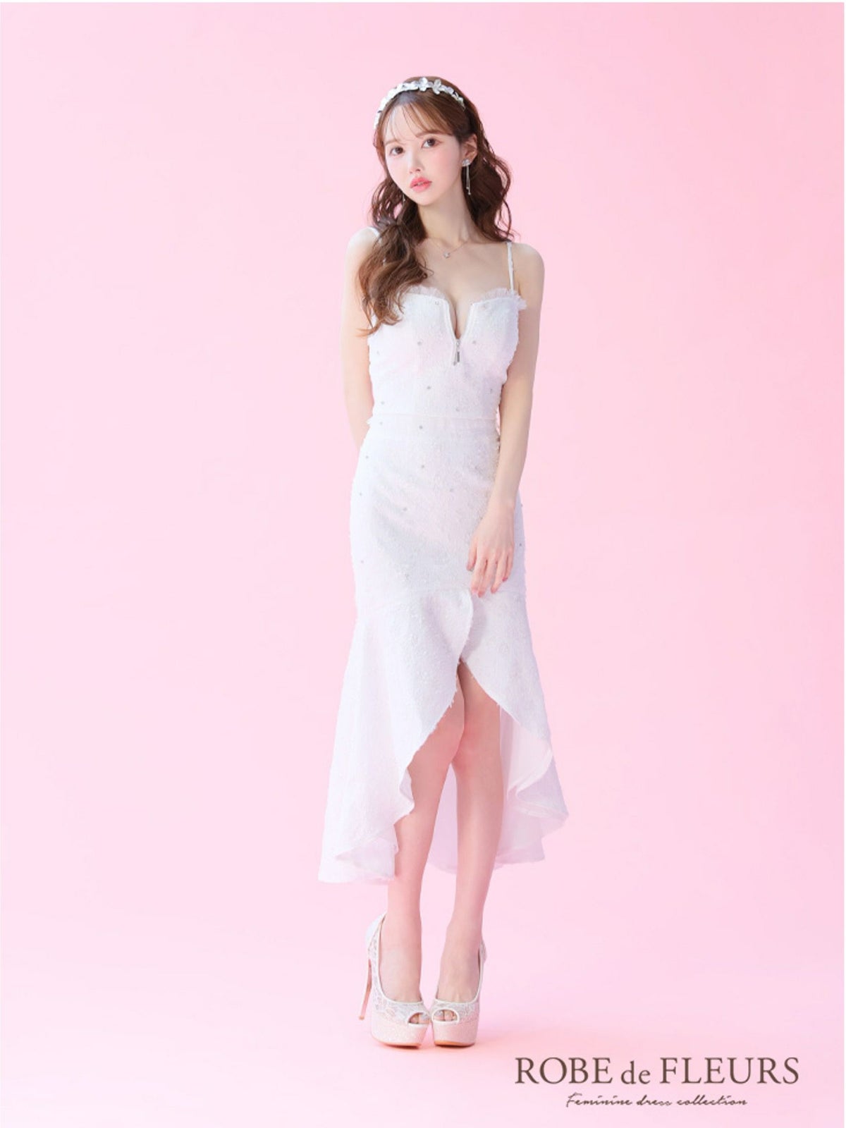 ROBE de FLEURS ローブドフルール ジャガードチュールマーメイドセットアップキャバドレス fm3451-c
