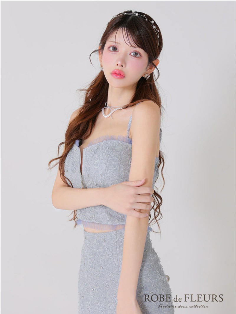 ROBE de FLEURS ローブドフルール ジャガードチュールマーメイドセットアップキャバドレス fm3451-c