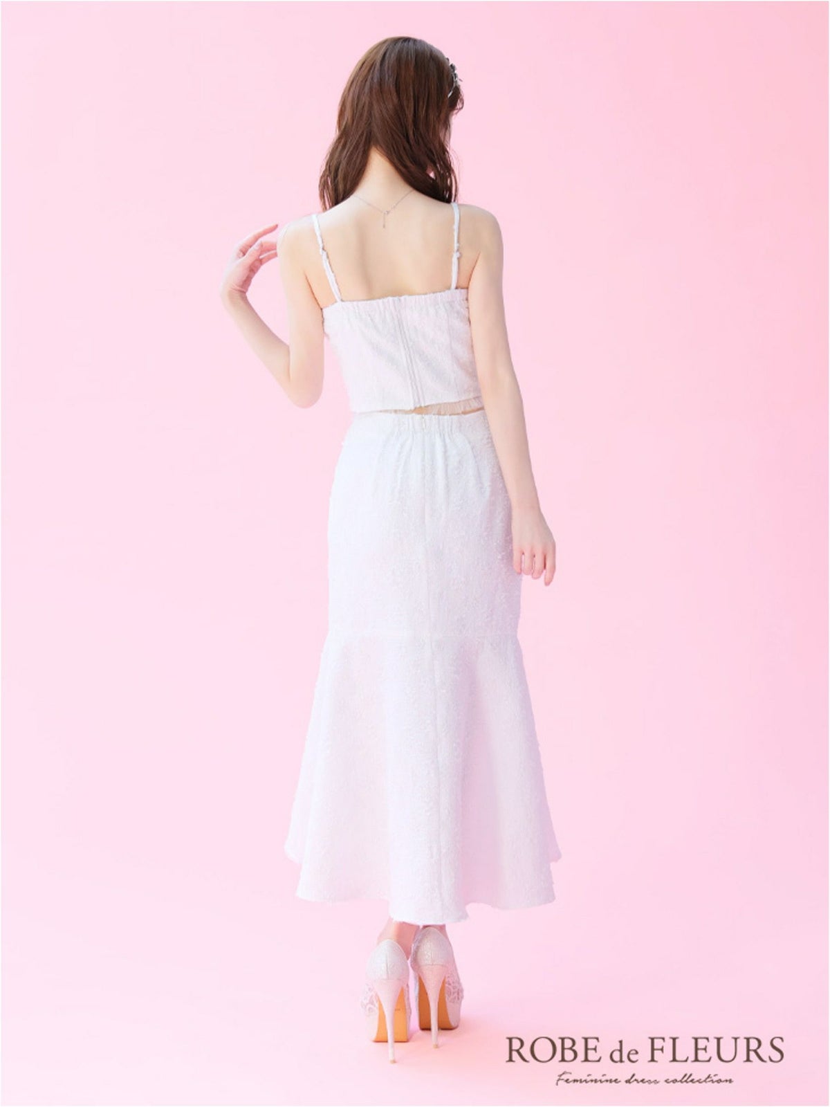 ROBE de FLEURS ローブドフルール ジャガードチュールマーメイドセットアップキャバドレス fm3451-c