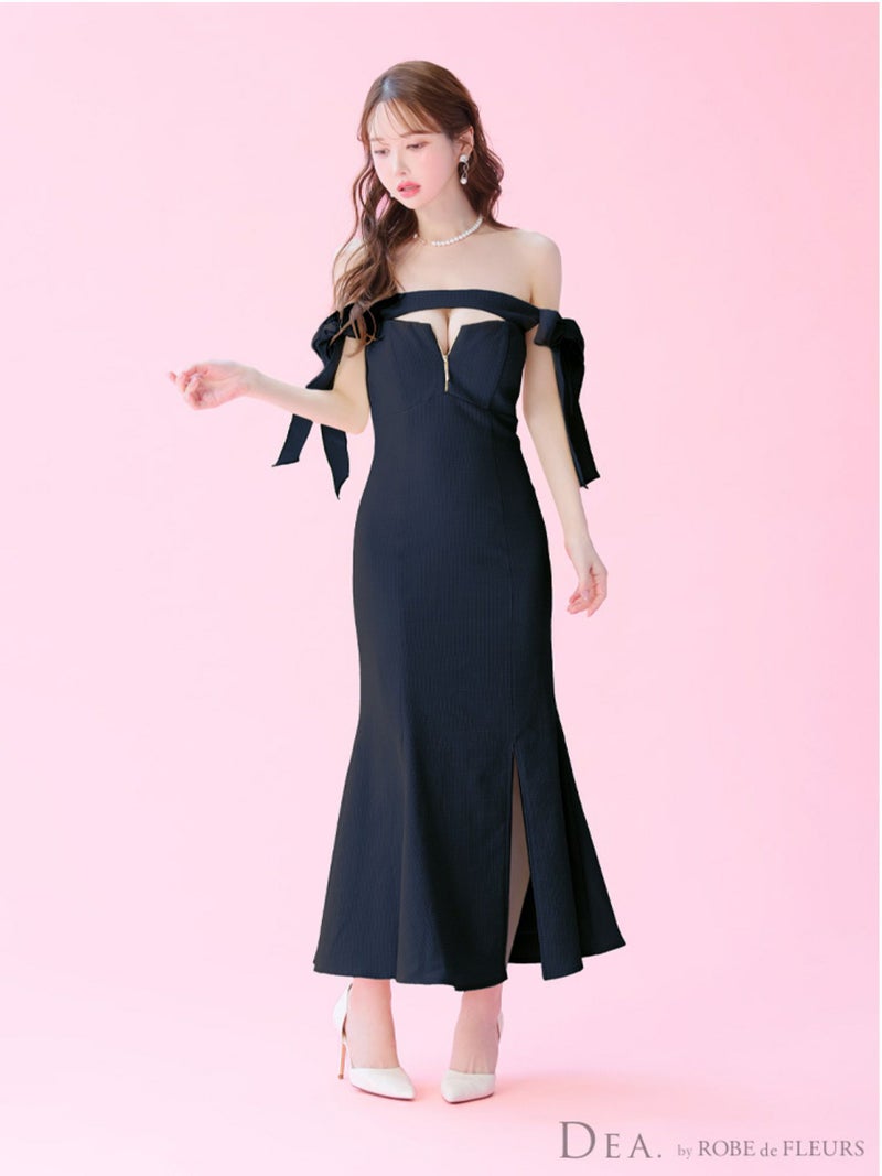 DEA. ディア バイ ローブドフルール オフショルリボンバストジップマーメイドロングキャバドレス de3596-c