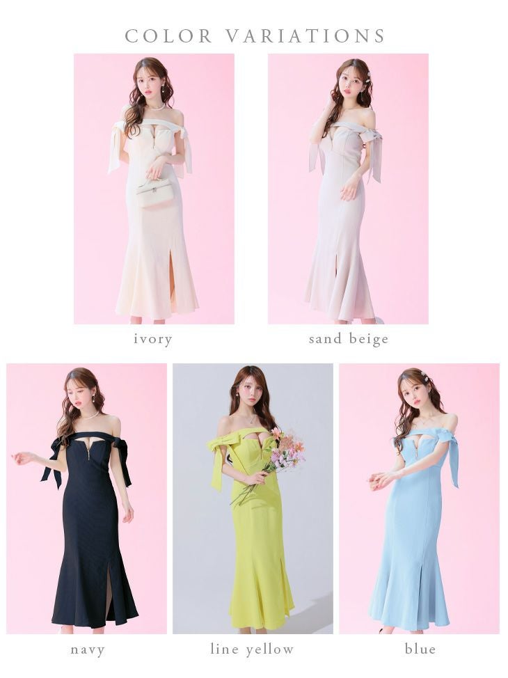 DEA. ディア バイ ローブドフルール オフショルリボンバストジップマーメイドロングキャバドレス de3596-c