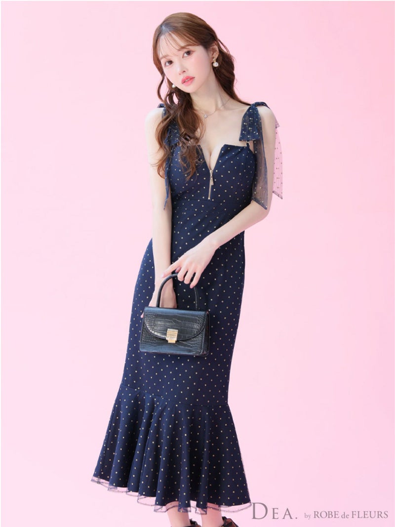 DEA. ディア バイ ローブドフルール ドットチュールマーメイドキャミキャバドレス de3380-c