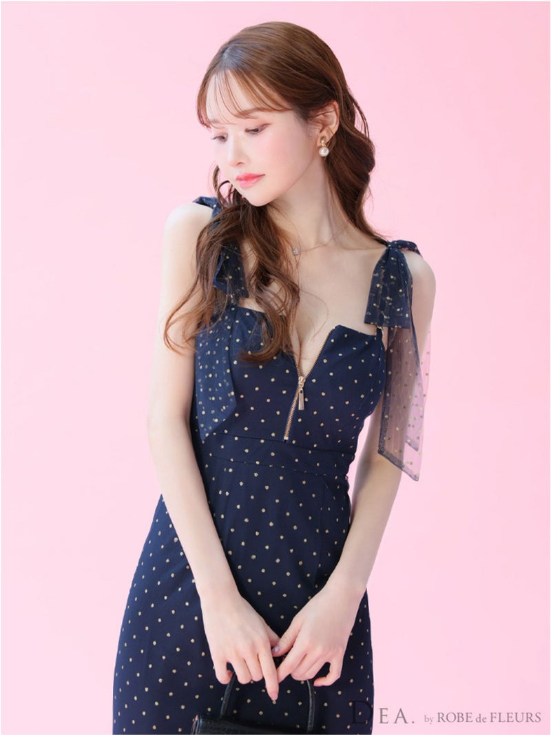 DEA. ディア バイ ローブドフルール ドットチュールマーメイドキャミキャバドレス de3380-c