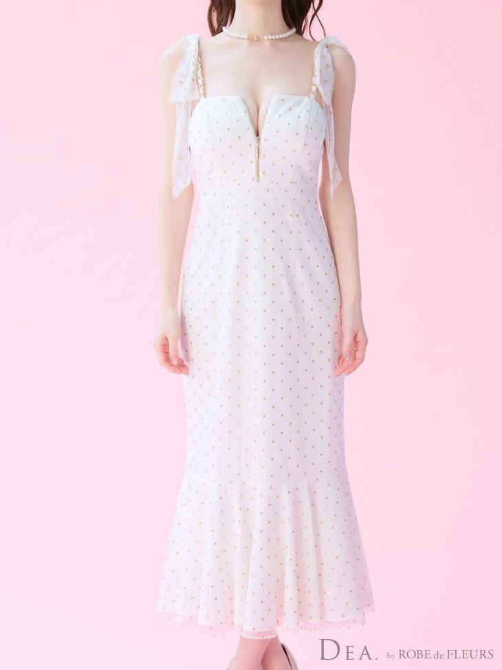 DEA. ディア バイ ローブドフルール ドットチュールマーメイドキャミキャバドレス de3380