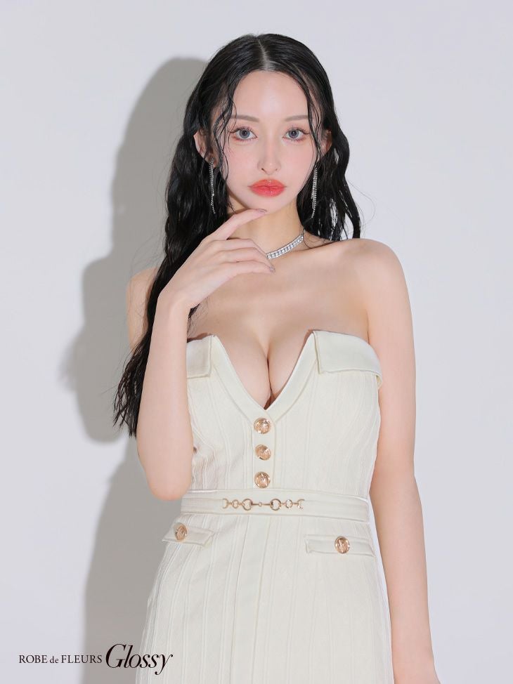 Glossy ローブドフルールグロッシー フロントボタンバストカットタイトミニキャバドレス gl3912