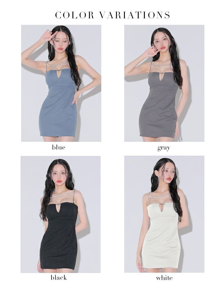 Glossy ローブドフルールグロッシー デコルテビジューバストカットシンプルタイトミニキャバドレス gl3590