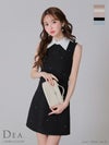 DEA. ディア バイ ローブドフルール 襟付きノースリーブシンプルタイトミニキャバドレス de3384