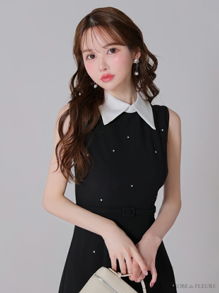 DEA. ディア バイ ローブドフルール 襟付きノースリーブシンプルタイトミニキャバドレス de3384-c