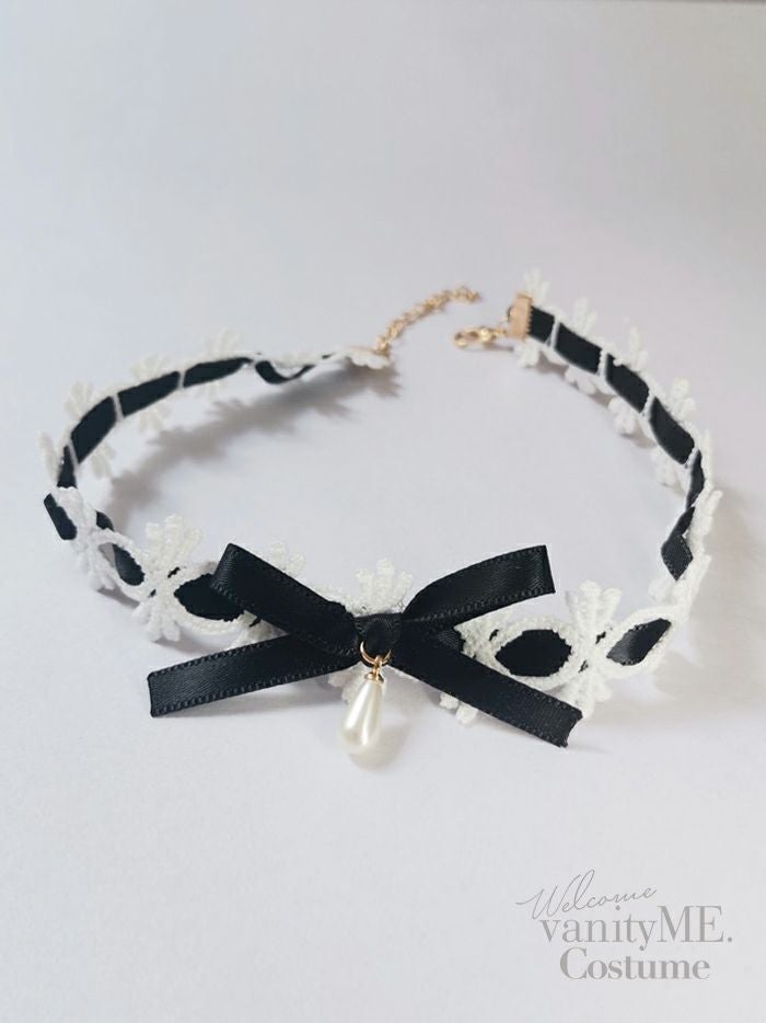プチリボンレースチョーカー [ ブラック/ホワイト ] vcsit-25006