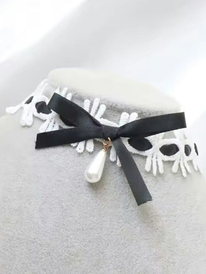 プチリボンレースチョーカー [ ブラック/ホワイト ] vcsit-25006