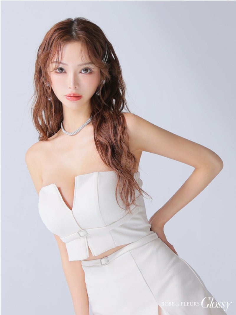 Glossy ローブドフルールグロッシー バストカットベルトプリーツセットアップミニキャバドレス gl3588-c