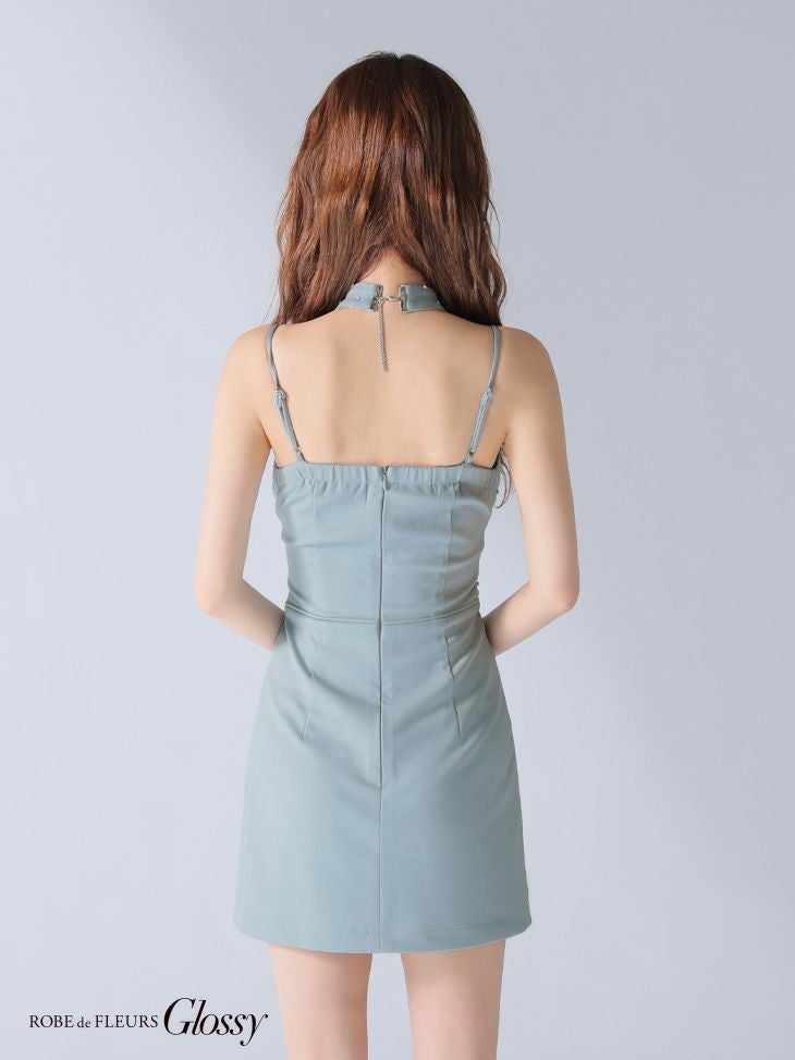 Glossy ローブドフルールグロッシー チョーカーデザインバストカットビジューミニキャバドレス gl3918