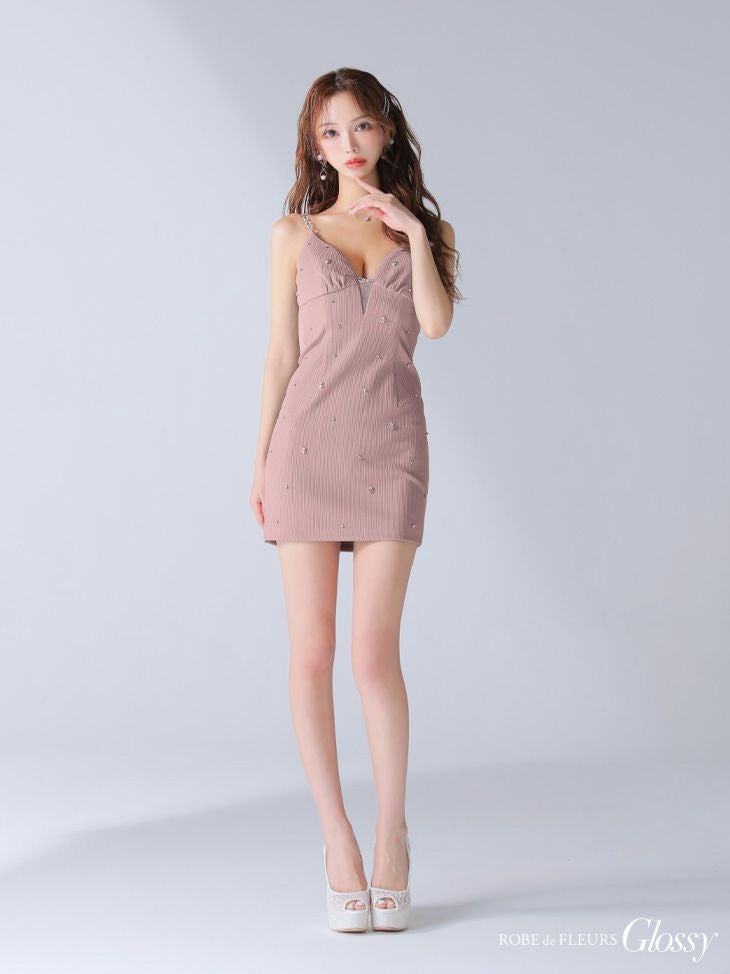 Glossy ローブドフルールグロッシー バストカットビジュータイトミニキャミキャバドレス gl3913