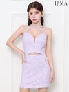 IRMA イルマ スパンコールニット/チョーカー風ビジューコード/カットアウト/フロントジップ/タイト ミニドレス ir51813