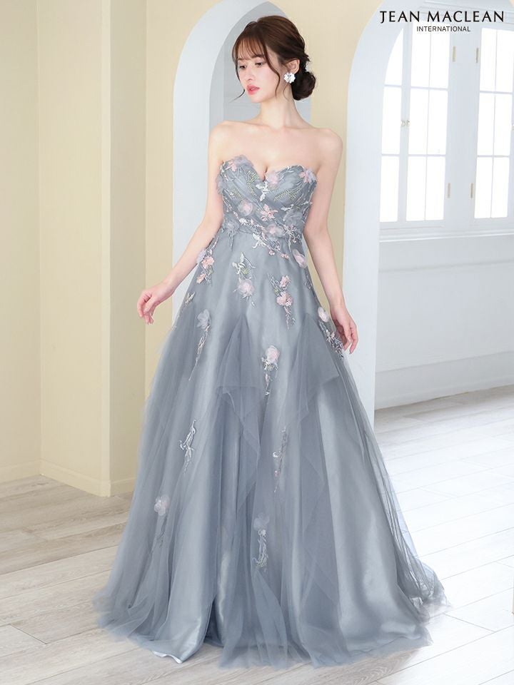 JEAN MACLEAN ジャンマクレーン 花柄刺繍/パフスリーブ付き/オフショル/2way/姫/ロングドレス ja51829