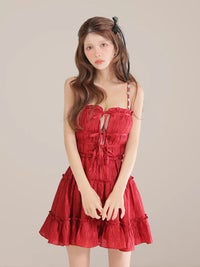 ROBE de FLEURS ローブドフルール シャーリングサテンウエストスリットフレアミニキャバドレス fm3377-c