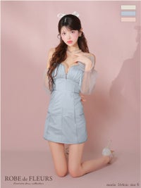 ROBE de FLEURS ローブドフルール ラメチュールシアーオフショルミニキャバドレス fm3566-c