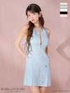 ROBE de FLEURS ローブドフルール バストジップノースリーブビジューミニキャバドレス fm3789-c