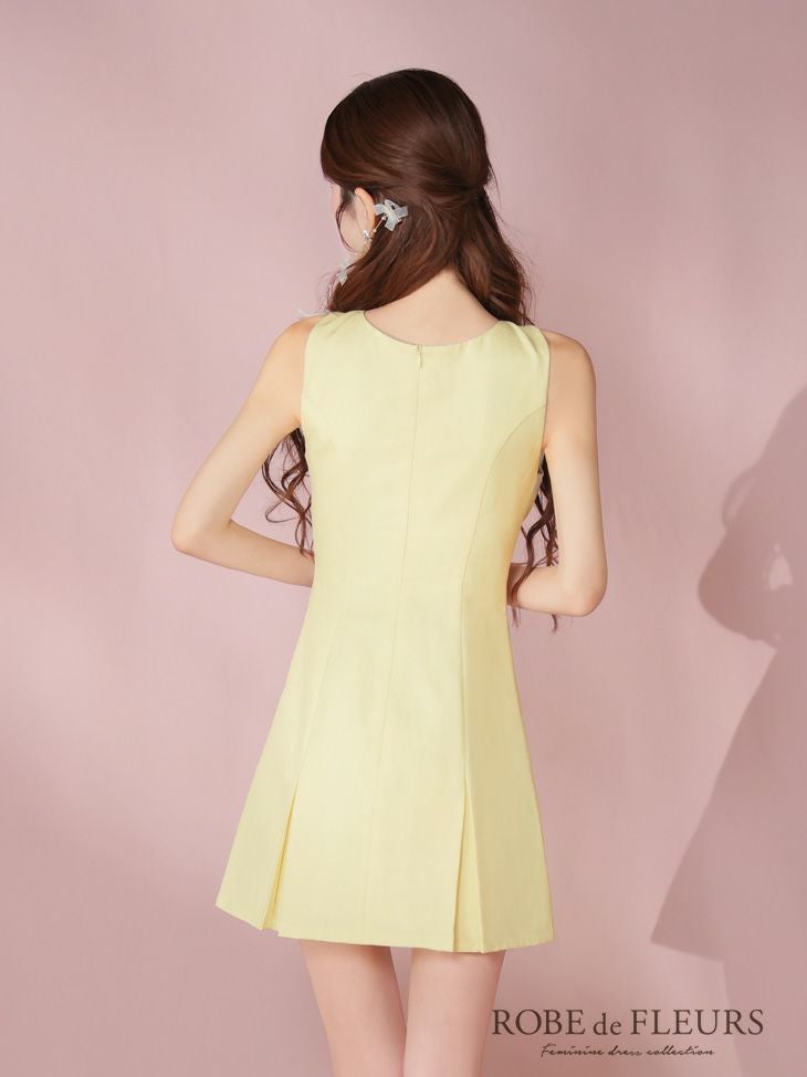 ROBE de FLEURS ローブドフルール バストジップノースリーブビジューミニキャバドレス fm3789-c