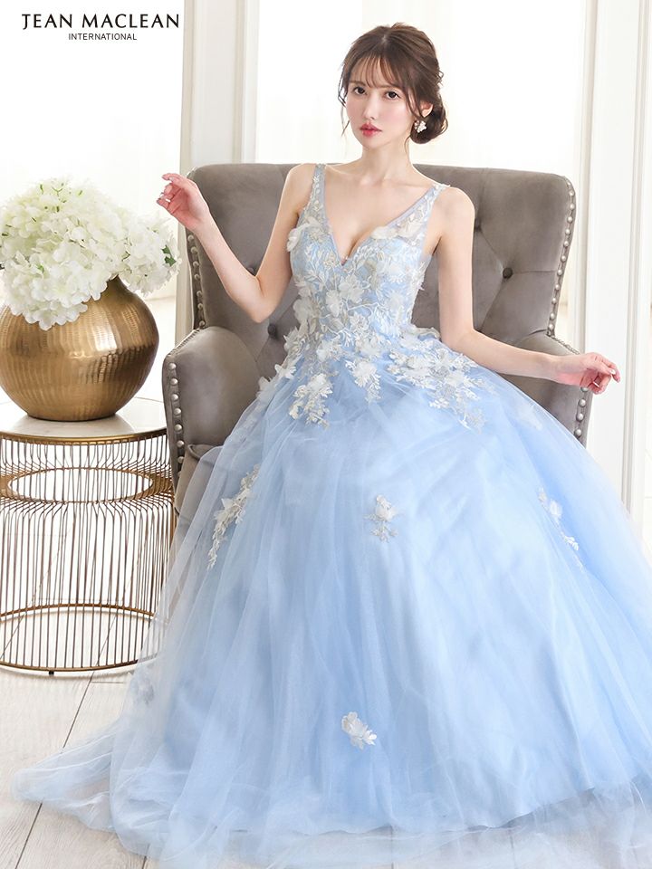 JEAN MACLEAN ジャンマクレーン 立体フラワーモチーフ/刺繍レース/姫/ロングドレス ja51846