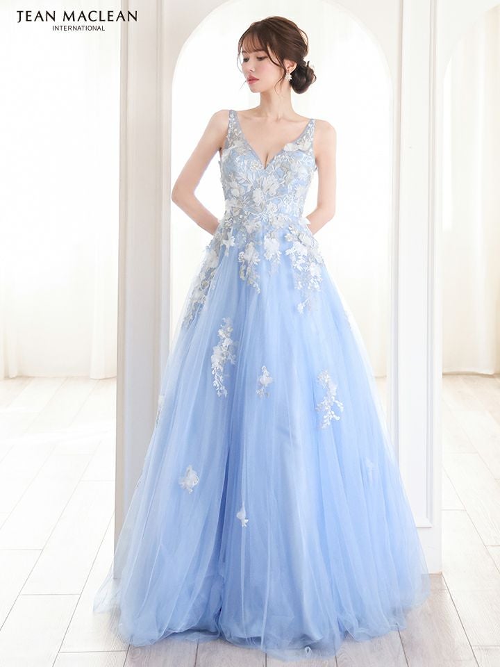 JEAN MACLEAN ジャンマクレーン 立体フラワーモチーフ/刺繍レース/姫/ロングドレス ja51846
