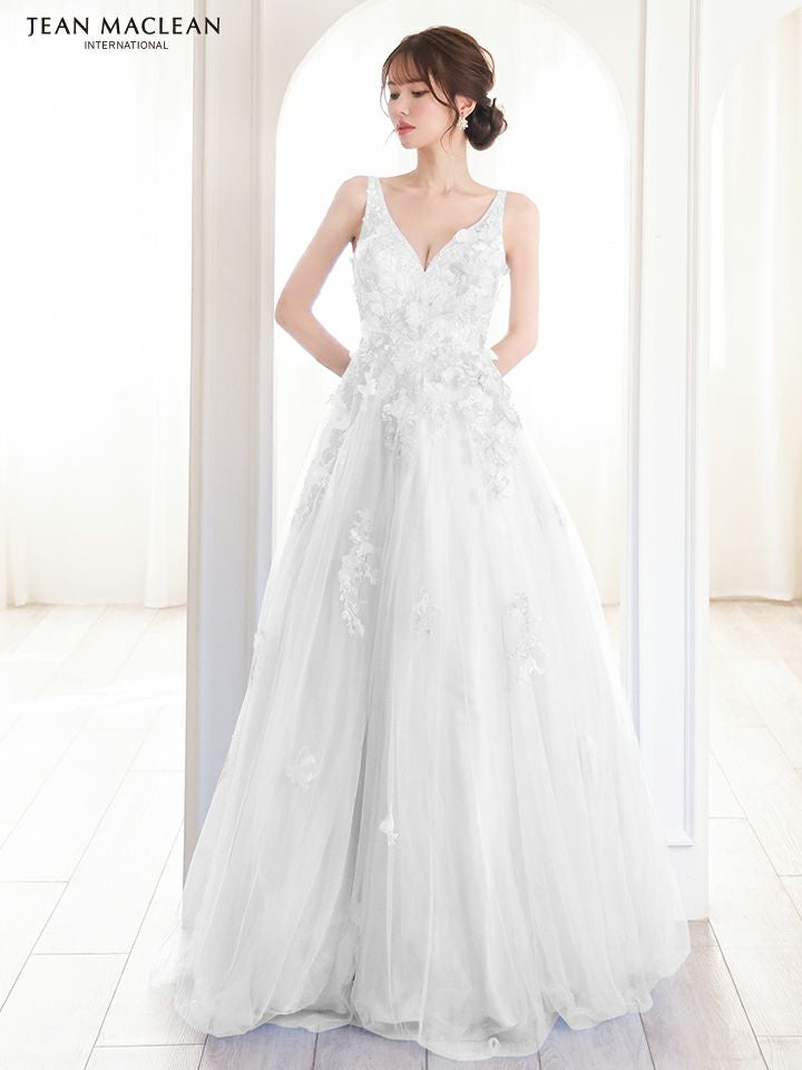 JEAN MACLEAN ジャンマクレーン 立体フラワーモチーフ/刺繍レース/姫/ロングドレス ja51846