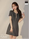Glossy ローブドフルールグロッシー バックレースセンタージップベルトミニキャバドレス gl3795-c