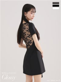 Glossy ローブドフルールグロッシー バックレースセンタージップベルトミニキャバドレス gl3795-c