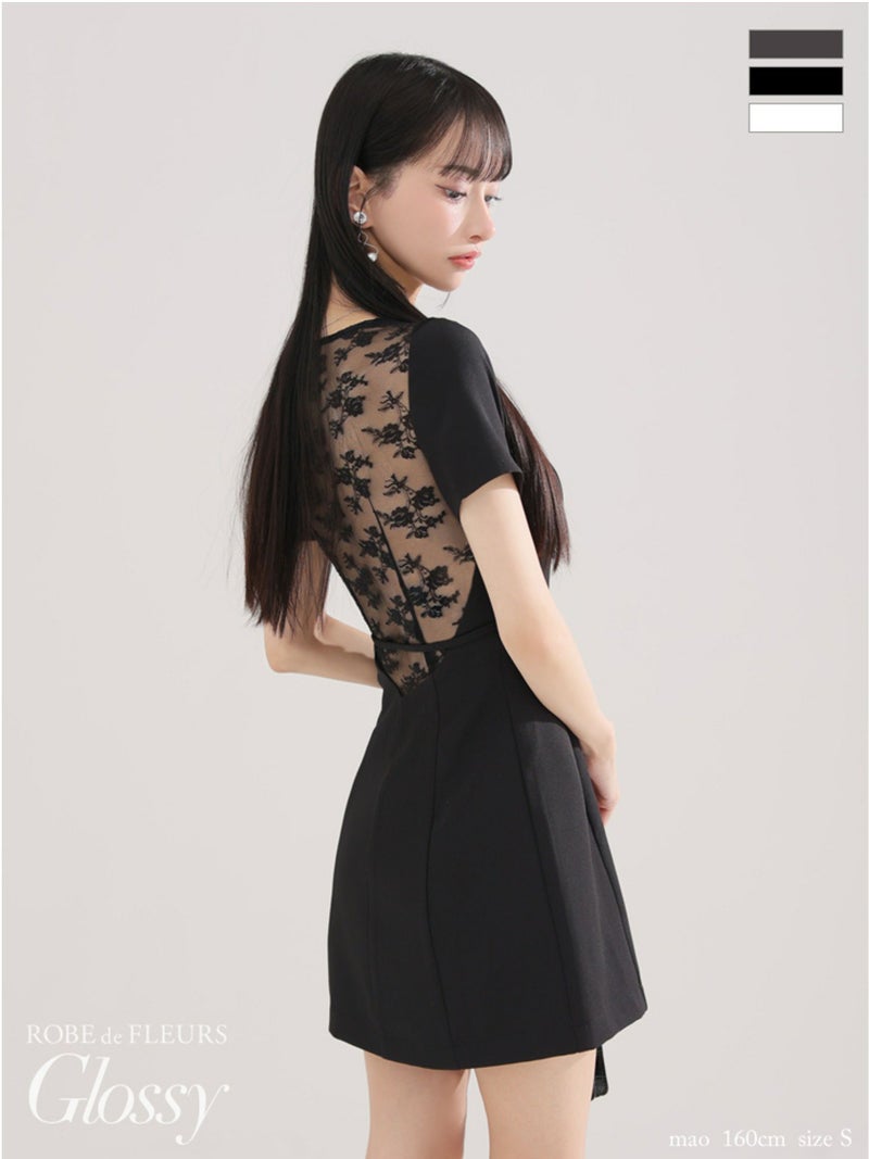 Glossy ローブドフルールグロッシー バックレースセンタージップベルトミニキャバドレス gl3795-c