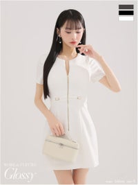 Glossy ローブドフルールグロッシー バックレースセンタージップベルトミニキャバドレス gl3795-c