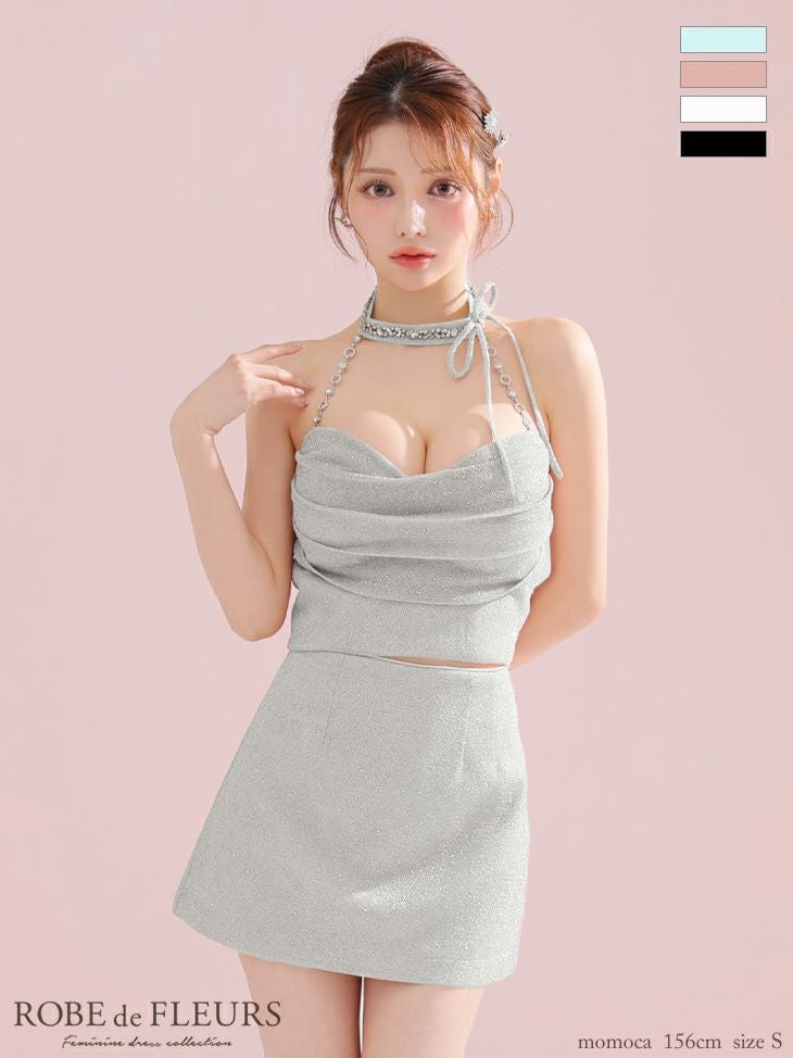 ROBE de FLEURS ローブドフルール ラメニットリボンホルター