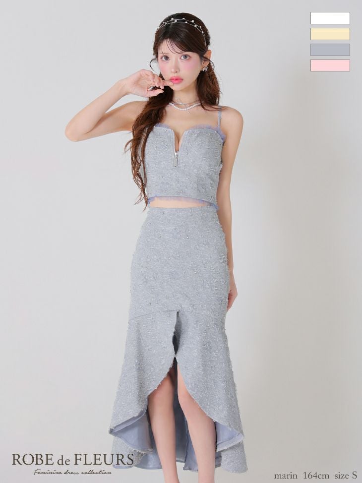 ROBE de FLEURS ローブドフルール ジャガードチュールマーメイドセットアップキャバドレス fm3451