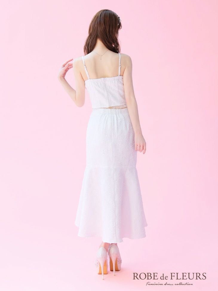 ROBE de FLEURS ローブドフルール ジャガードチュールマーメイドセットアップキャバドレス fm3451