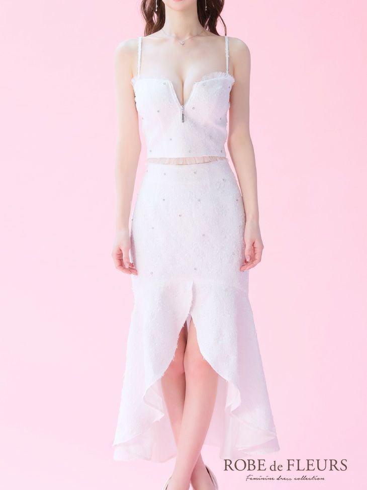 ROBE de FLEURS ローブドフルール ジャガードチュールマーメイドセットアップキャバドレス fm3451